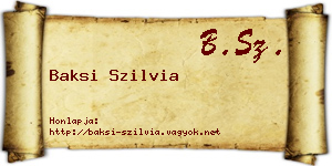 Baksi Szilvia névjegykártya